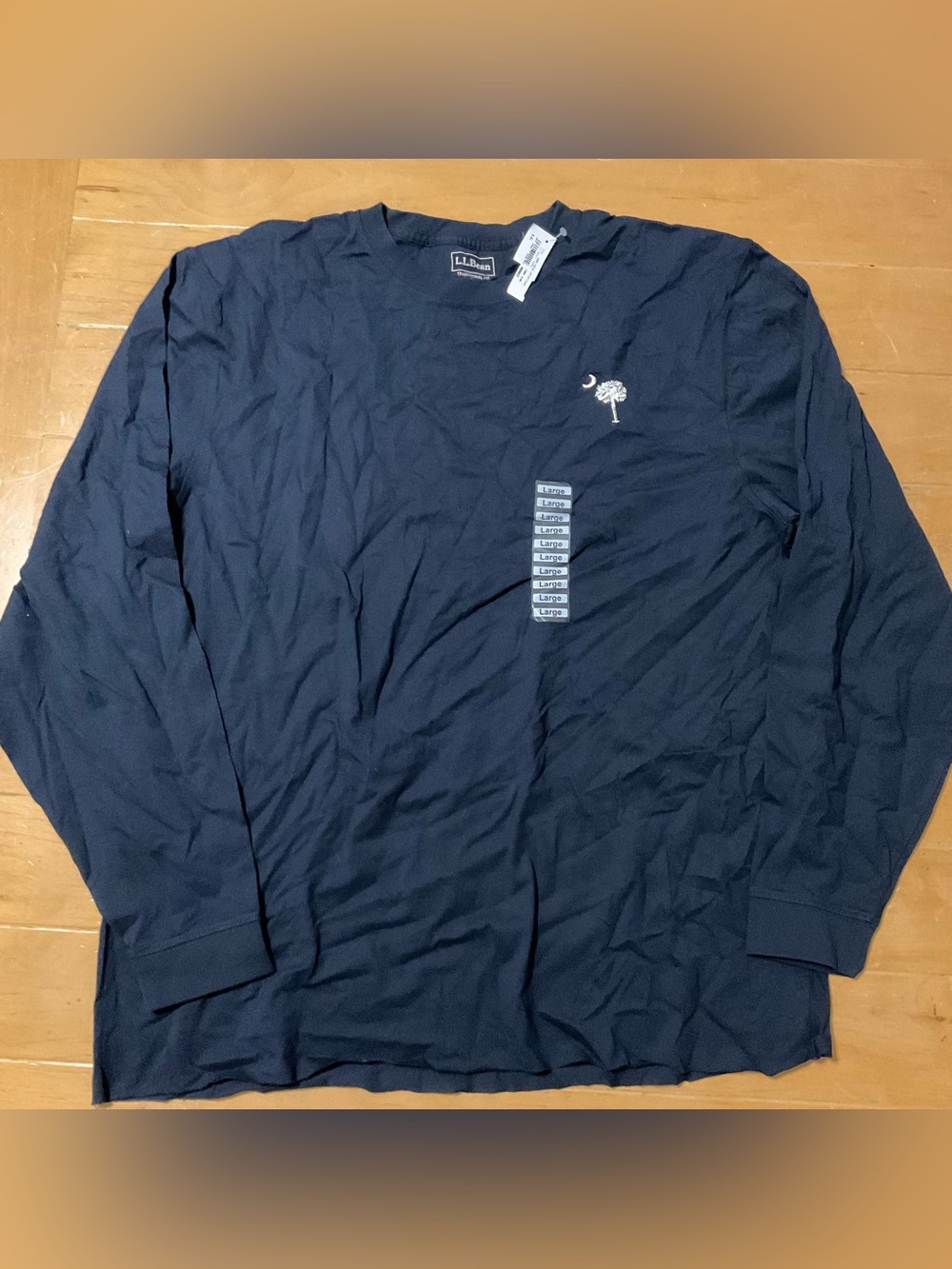 L.L. Bean Men’s Long-Sleeve Navy Shirt with Embroidered Palmetto South Carolina